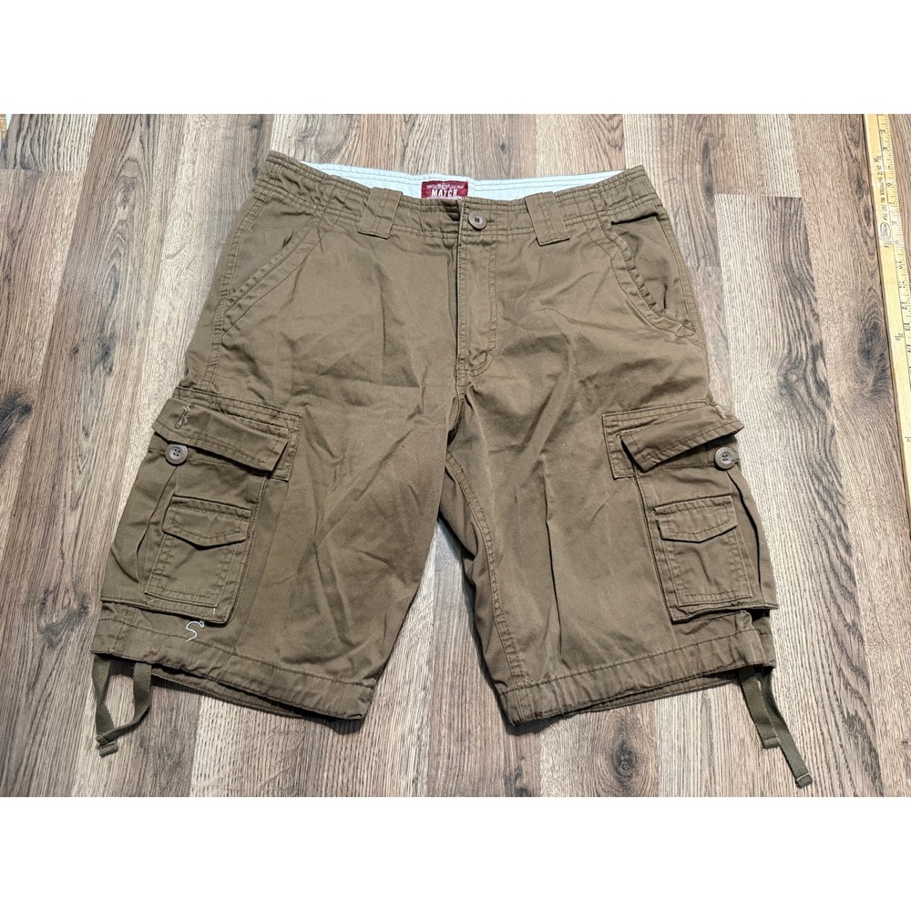 Matchstick Cargo Shorts Mens 34 Brown Adult Workwear Outdoor Multi Pocket